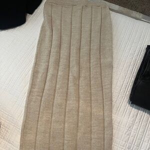 ASOS Tan Ribbed Pencil Midi Skirt